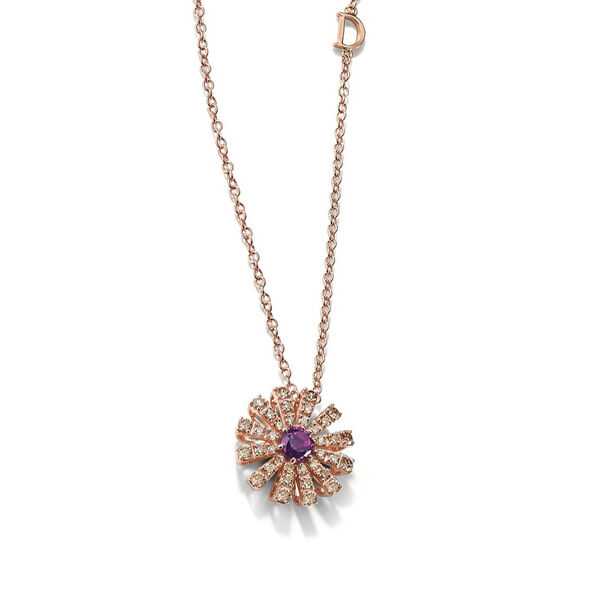 Margherita Rose Gold, Amethyst and Diamond Pav&eacute; Pendant